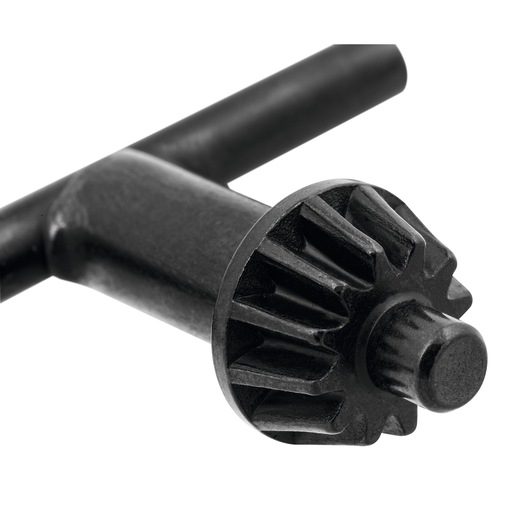 BLACKDECKER chuck key 70-018E, black metal tool, close-up on white background.