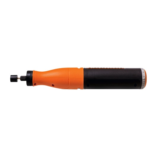 BLACKDECKER BCRT8K35 cordless orange and black screwdriver side view on white background.