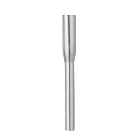 BLACKDECKER BCRT8K35 silver rotary tool accessory straight bit on white background, front angle.