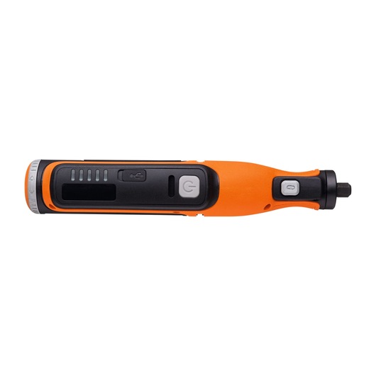BLACKDECKER BCRT8K35 orange and black cordless screwdriver side view on white background.