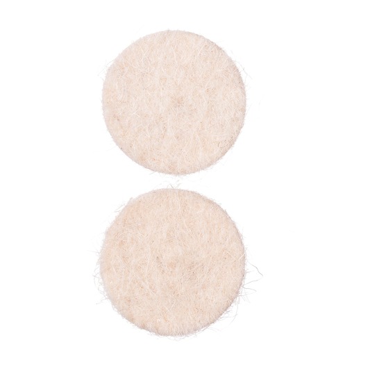 BLACKDECKER BCRT8K35 beige round felt pads, two-piece set, top view, on white background.