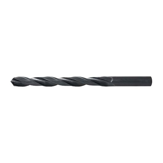BLACKDECKER BD180038C metal drill bit, black, straight shank, side view on white background.