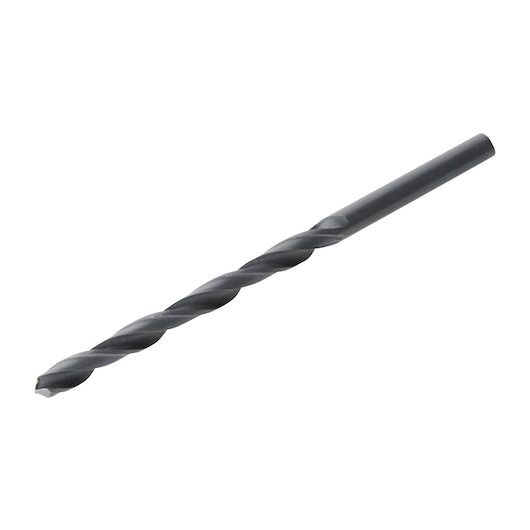 BLACK+DECKER BD180316C black metal twist drill bit, side angle, white background.