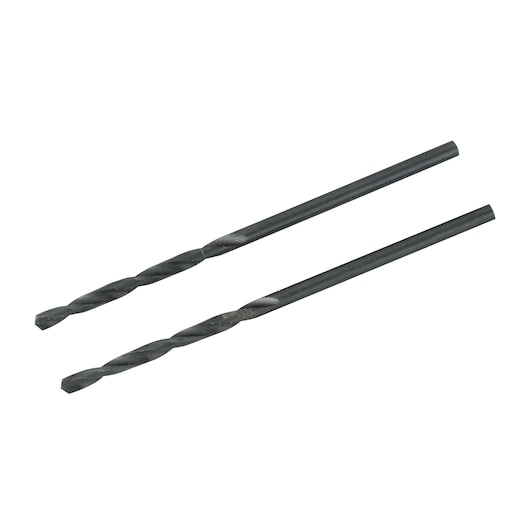 BLACKDECKER BD180564C set of two black twist drill bits, front angle on white background.
