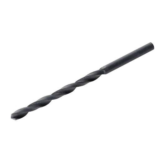 BLACKDECKER BD181164C black twist drill bit for power tools, side angle on white background.