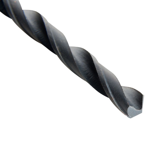 BLACKDECKER BD181564C black metal twist drill bit close-up on white background, photography of drill accessory.