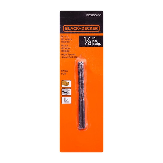 HSS BLACK OXIDE DRILL BIT 1/8" 2PC CARDED