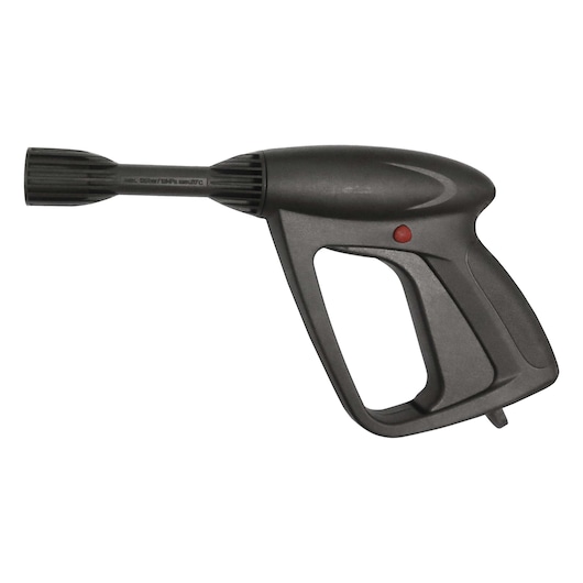BLACK+DECKER PW1370TDL pressure washer gun, black plastic, side angle, white background.
